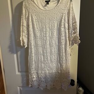 Alfani White Lace Long Sleeve Dress